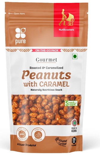 Pure Nutritions Gourmet caramelised peanuts with Caramel, 60 g pack