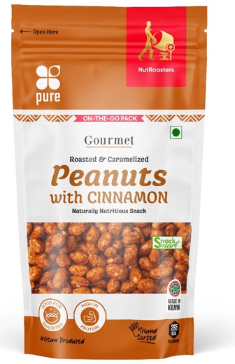 Pure Nutritions Gourmet caramelised peanuts with Cinnamon, 60 g pack