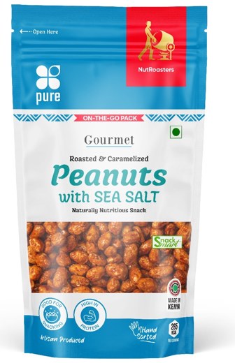 Pure Nutritions Gourmet caramelised peanuts with Sea Salt, 60 g pack