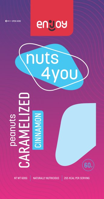 Enjoy Caramelised Peanuts - Cinnamon pack, 60 g