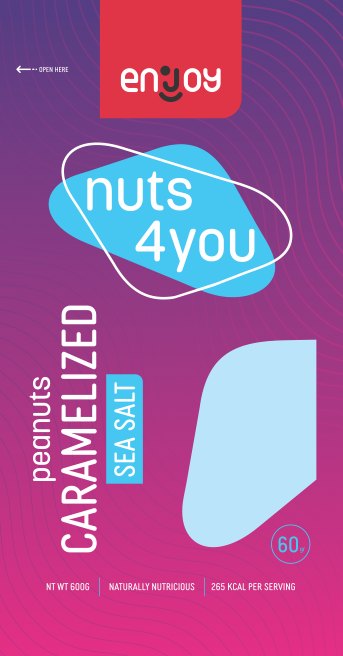 Enjoy Caramelised Peanuts - Sea Salt pack, 60 g