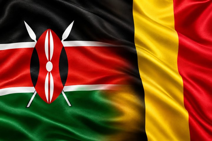 The flags of Kenya and Belgium blending into each other
