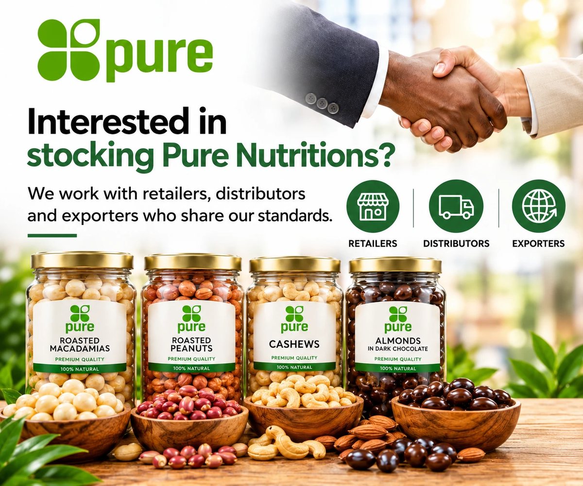 Interested in stocking Pure Nutritions? We work with retailers, distributors and exporters who share our standards. Retailers, distributors and exporters welcome.