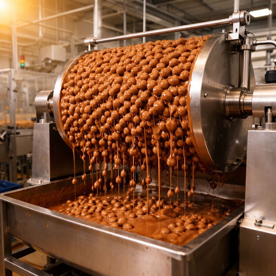 Coating nuts in chocolate