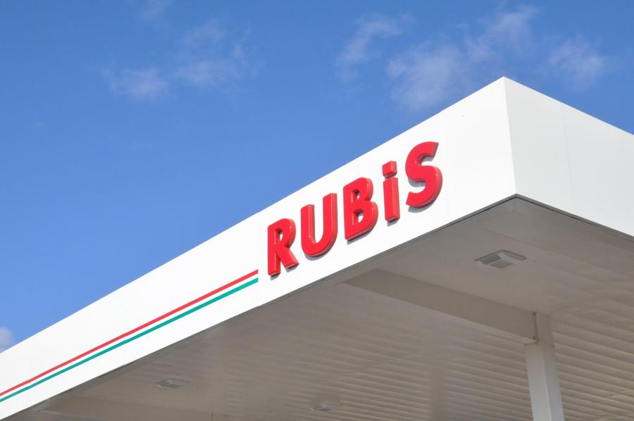 RUBIS petrol station canopy and signage
