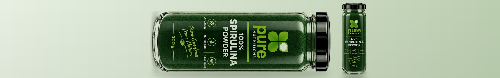 Pure Nutritions Spirulina Powder jars